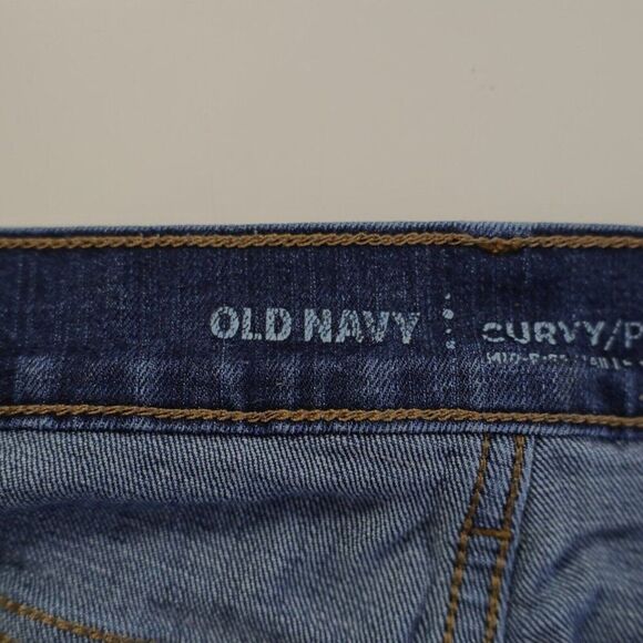 Old Navy Curvy Profile Blue Denim High Rise Jeans 14S 35/29 Whiskering - Picture 5 of 7